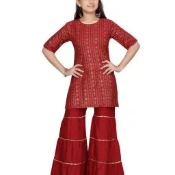 Aarika Kids Maroon Printed Kurti with Sharara-image-92