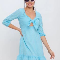 zink Z Blue Embroidered A Line Dress-image-83