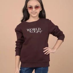 Crimsoune Club Girls Brown Printed Full Sleeves Sweatshirt-image-43