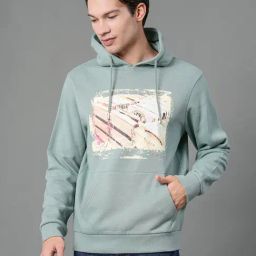 Red Tape Green Melange Regular Fit Printed Hooded Sweatshirt-image-64