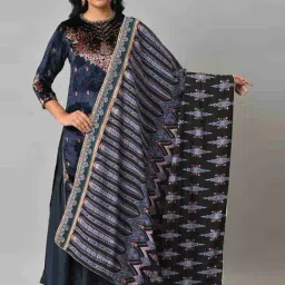 Wishful by W Blue Cotton Printed Shawl-picture-18