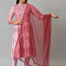 W Maroon Embellished Dupatta-image-74