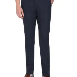 Arrow Navy Regular Fit Flat Front Trousers-picture-28