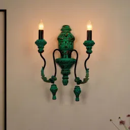 FOS LIGHTING Green Wood 2-Light Candelabra Wall Lamp-picture-6