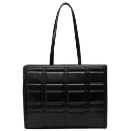 Miraggio Black Quilted Large Tote Handbag-image-83