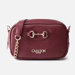 Carlton London Red MADELYN Textured Medium Cross Body Bag-2
