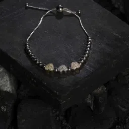 Touch925 925 Silver Beaded Charm Triple Tone Bracelet for Women-image-2