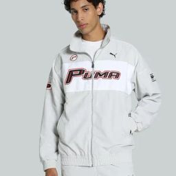 Puma Glacial Grey Relaxed Fit Logo Printed Sports Jacket-image-1