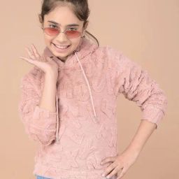 Crimsoune Club Girls Peach Self Full Sleeves Sweatshirt-image-98