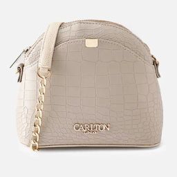 Carlton London Cream Valentina Textured Medium Cross Body Bag-16
