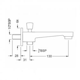 PLUMBER Wall Spout with Button Attachment for Shower and Flange, PV-4106 image 2