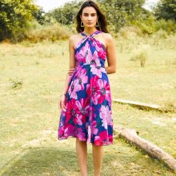 Mabish Multicolored Printed A-Line Dress-picture-16