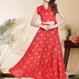 Sera Printed V Neck Top & Skirt Co-Ords-image-49