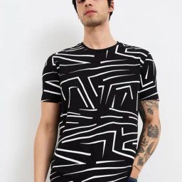 Spykar Men Black Slim Fit Printed Half Sleeve Casual T-Shirt-picture-20