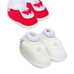 NESKA MODA 3 To 12 Month 2 Pair Set Newborn Unisex Baby Skin Friendly Soft Cotton Butterfly Booties-44