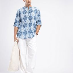 Anouk Rustic Band Collar Ethnic Motifs Printed Roll-Up Sleeves Kurta image 5