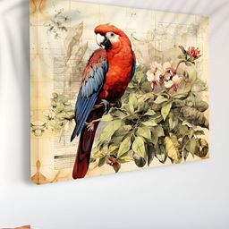 Livin'luxe Beige & Red Tropical Parrot Canvas Wall Art-picture-25