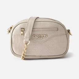 Carlton London Beige ELIANA Textured Medium Cross Body Bag-35
