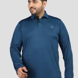 Chkokko Blue Relaxed Fit Solid Polo T-Shirts-image-83