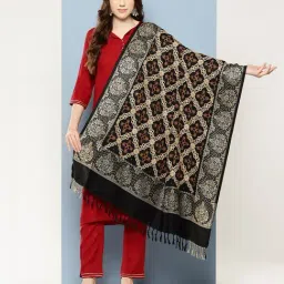 Aarika Black Wool Woven Design Shawl-picture-15