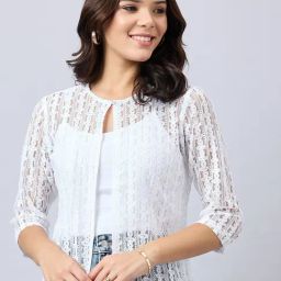 Style Quotient White Self Design Shrug-96