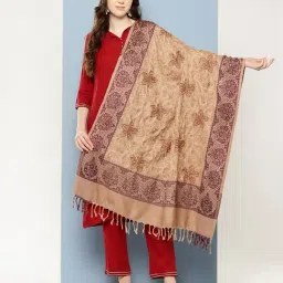 Aarika Brown Wool Woven Design Shawl-picture-13