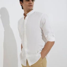 Ascot by Westside White Relaxed-Fit Linen-Blend Shirt-image-53
