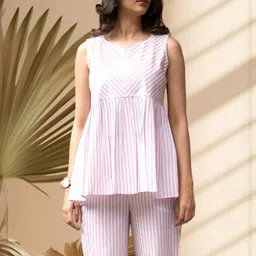 Anouk Women Pure Cotton Striped Peplum Tops-picture-36