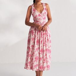 ROZE Women Pink & White Floral Print Fit & Flare Maxi Dress-image-45