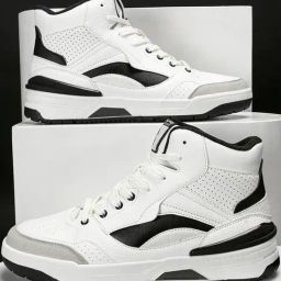 Red Tape Men's Slam Dunk Classics White & Black Ankle High Sneakers-1