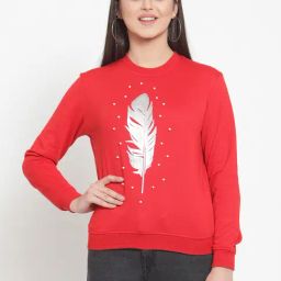 KASSUALLY Red Fleece Embellished Sweatshirt-53