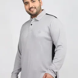 Chkokko Grey Relaxed Fit Solid Polo T-Shirts-image-80