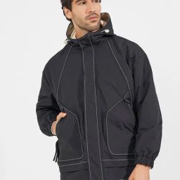 Styli Black Relaxed Fit Solid Parka Jacket-picture-29