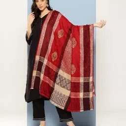 Aarika Maroon Wool Woven Design Shawl-picture-2