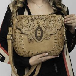 Art N Vintage Carob Sand Leather Textured Medium Sling Handbag-26