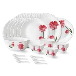Larah by Borosil Belle Fluted White Opalware 33 Pieces Dinner Set-image-27
