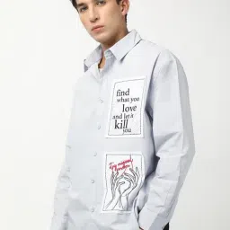 Bewakoof Grey Relaxed Fit Graphic Shirt-picture-16