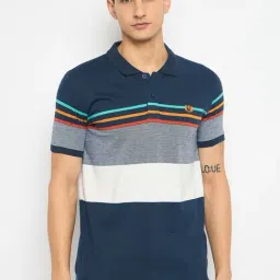 Duke Navy Slim Fit Striped Polo T-Shirt-picture-4