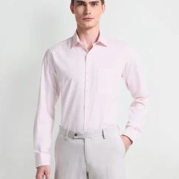 Arrow Pink Cotton Regular Fit Self Pattern Shirt-picture-6