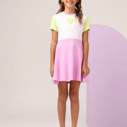 U.S. Polo Assn. Girls Pink Colorblocked Fit And Flare Dress-image-1