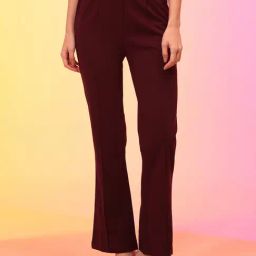 Globus Maroon Regular Fit High Rise Bootcut Trousers-image-41