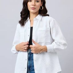 Style Quotient White Relaxed Fit Oversized Shirt-image-79