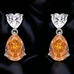crash.club by CKC 925 Sterling Silver Drop with Heart & Pear Cut Gemstones Earrings-image-32