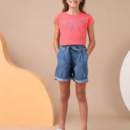 U.S. Polo Assn. Girls Coral Brand Printed Regular Fit T-Shirt-image-36