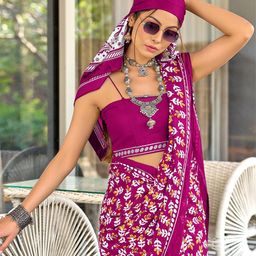 HMP Fashion Floral Block Print Saree-image-95