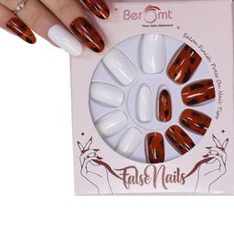 BEROMT Set Of 12 Salon Finish Press On Printed Nail Tip With Application Kit - BFN722CN-55