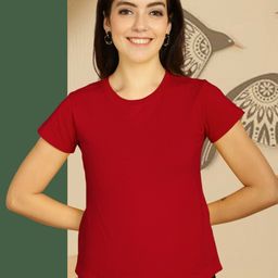FBAR Women Solid Round Neck Slim Fit T-shirt-picture-3