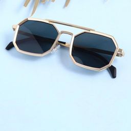 SPADEACES Unisex Octagon Sunglasses with UV Protected Lens GOLD BLACK HEXAGUN -573-picture-24