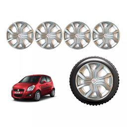 Auto Pearl altSLV39_R Press Type Car Wheel Cover with Retention Ring 35.56 cm (14 Inch) Glossy Silver for Maruti Ritz AT (Set of 4)-image-73