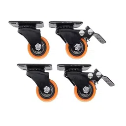 Implemental Moving Caster Wheels with 2 Wheel Lock 1.5 inch Swivel Polyurethane Orange & Black (Pack of 4)-23